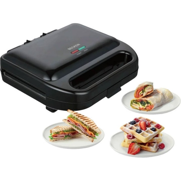 Sandwichera BECKEN BSM8892 3 en 1 (750 W - Negro)