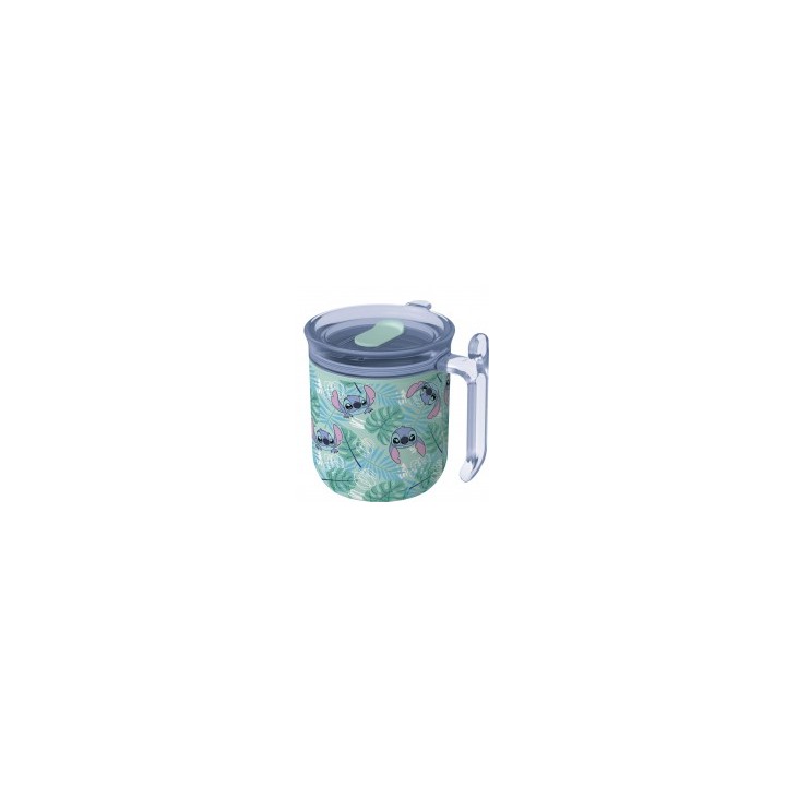 Taza Harmony Doble Pared con Tapa 470 ml Stitch Aloha