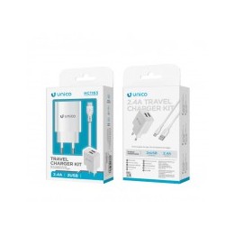 Cargador Doble USB 2,4A + Cable Tipo C