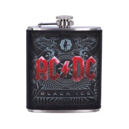 Petaca AC/DC Black Ice Album en Relieve, Acero Inoxidable onzas