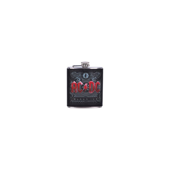Petaca AC/DC Black Ice Album en Relieve, Acero Inoxidable onzas