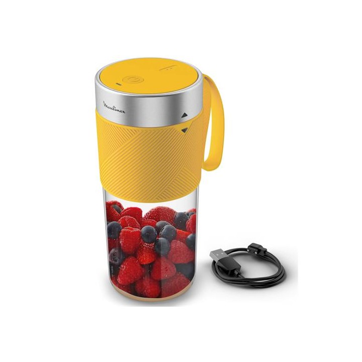 Moulinex LM1C0210 Batidora Portátil Recargable con Vaso 300 ml Amarilla