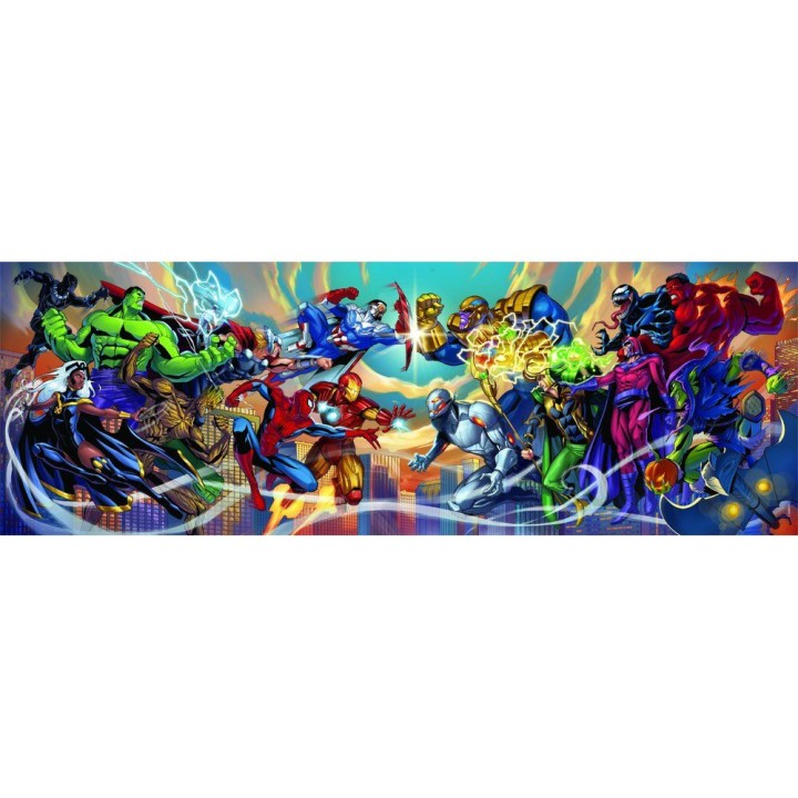 Puzzle Panorama Heroes vs Villanos Marvel 1000pzs