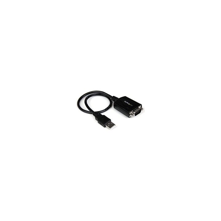 StarTech.com Cable Profesional de USB a Puerto Serie Serial RS232 DB9 con Retención del Puerto COM - 0.42m Negro