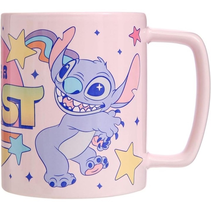 Taza funda de peluche Angel & Stitch Disney 440ml