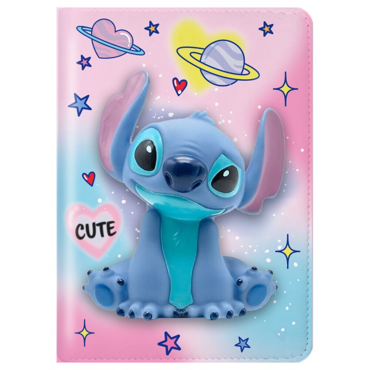 Cuaderno Squshy + boligrafo pompom Stitch Disney