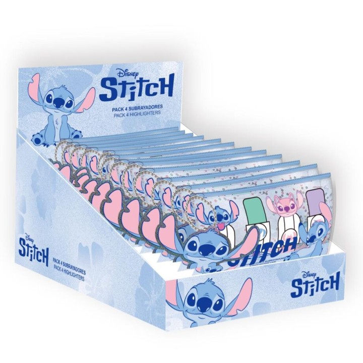 Estuche 4 subrayadores Stitch Disney surtido