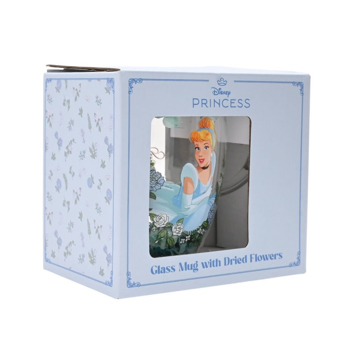 Taza cristal flores secas Cenicienta Princesas Disney