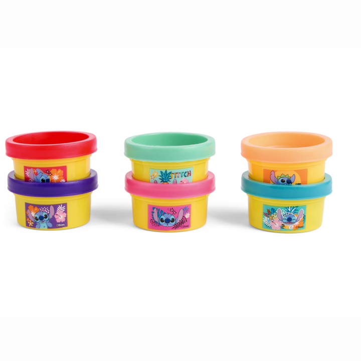 Blister 6 mini botes plastilina Stitch Disney