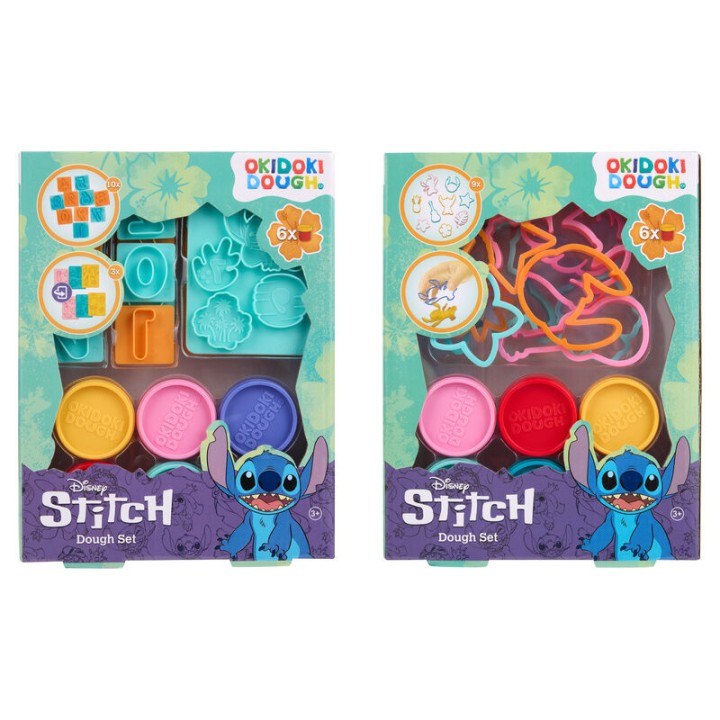 Blister 6 mini botes plastilina + moldes Stitch Disney surtido