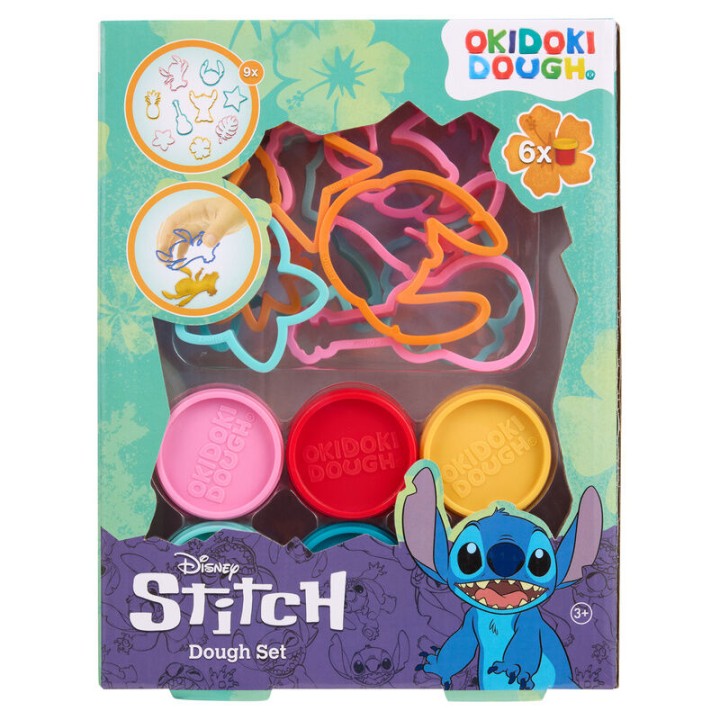Blister 6 mini botes plastilina + moldes Stitch Disney surtido
