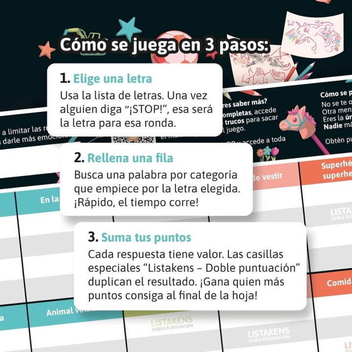 Juego mesa Listos Listas y Listakens Junior español