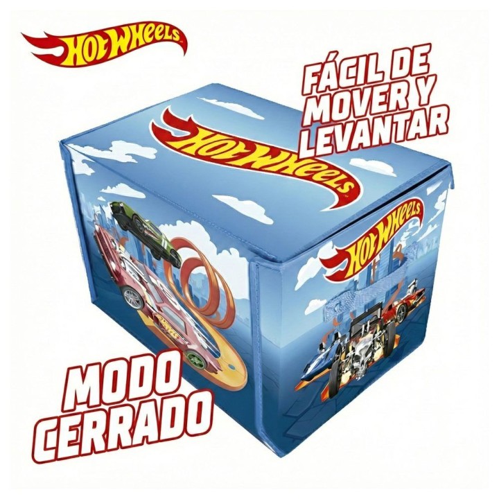 Caja organizadora de coches con pista y area de juego Hot Wheels