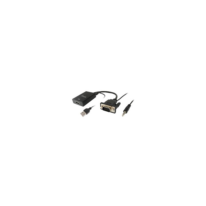 Adaptador EQUIP VGA-M a HDMI-H jack3.5" (EQ119038)