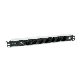 Regleta EQUIP 7xSchuko 2xUSB Rack 1U Negra (EQ333315)
