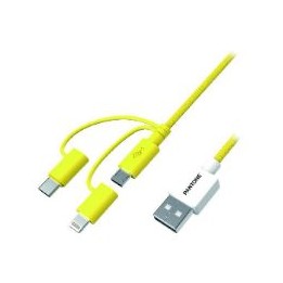 Cable PANTONE USB a Lightning/mUSB/USB(CELPT-USB003Y1)