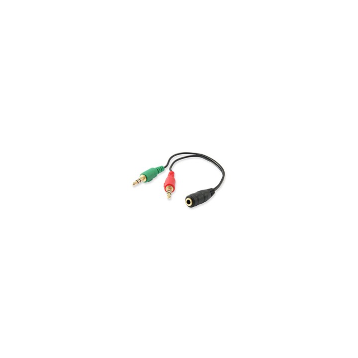 Cable EQUIP Audio 2x3.5mm/M a 3.5mm/H 0.13m (EQ147942)