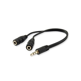 Cable EQUIP Audio 2x3.5mm/M a 3.5mm/H 0.13m (EQ147941)