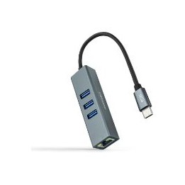 Adaptador Nanocable USB-C a 3xUSB-A/RJ45 (10.03.0408)