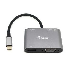 Adaptador EQUIP 5en1 USB-C Negro (EQ133483)