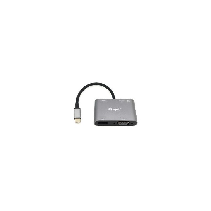 Adaptador EQUIP 5en1 USB-C Negro (EQ133483)