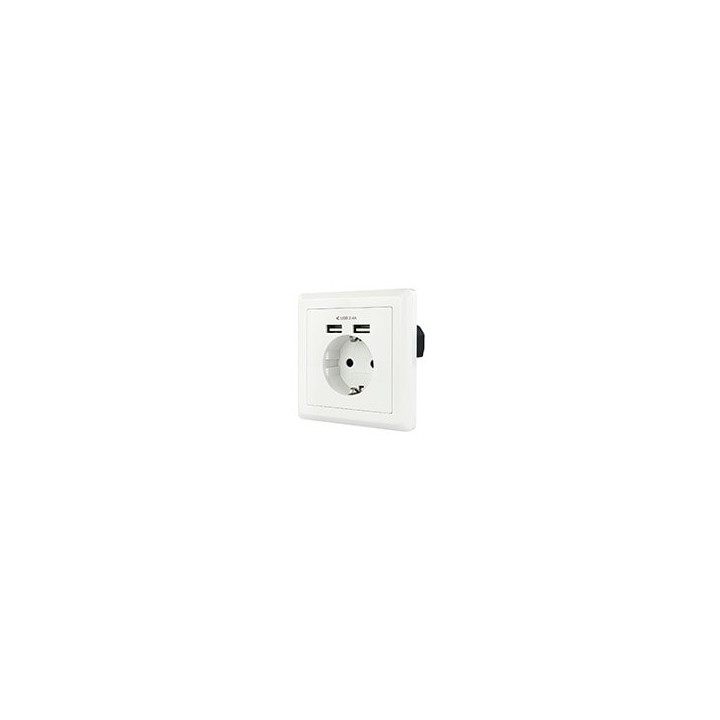 Enchufe Nanocable Pared 2xUSB Blanco (10.35.0010)