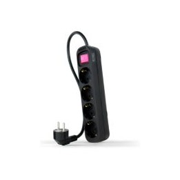 Regleta Nanocable 4xSchuko Interruptor (10.37.0004-BK)