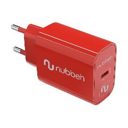 Cargador Pared NUBBEH 1USB-C 25W Rojo (NBWALLCHCR25)