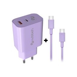 Cargador NUBBEH Bhoot 30W + Cable USB-C/C 60W 1.5m Lila