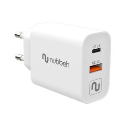 Cargador Pared NUBBEH 43W USB-A USB-C (NBWALLCHUSBCW43)