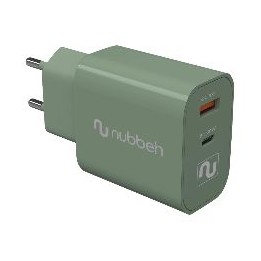 Cargador Pared NUBBEH USB-C 30W PD Verde (NBWALLCHG)