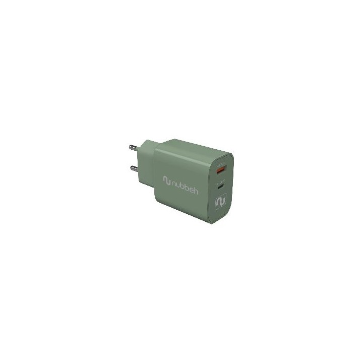 Cargador Pared NUBBEH USB-C 30W PD Verde (NBWALLCHG)
