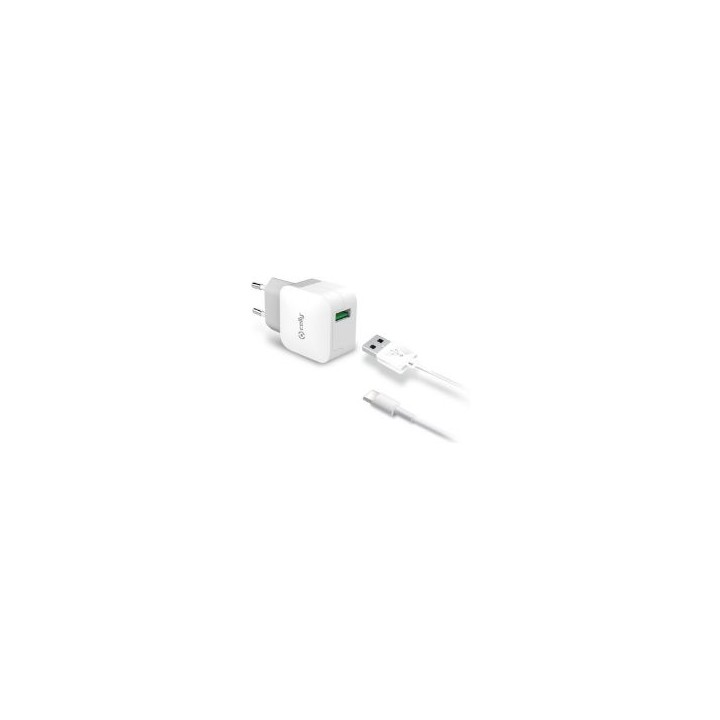 Cargador de Pared CELLY 1USB-A Cable USB-C (TCUSBTYPEC)