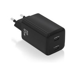 Cargador AISENS 2xUSB-C 65W Negro (ASCH-65W2P040-BK)