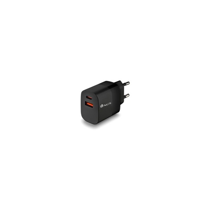 Cargador Pared NGS 1xUSB-C 1xUSB-A 33W Negro (BUD33W)