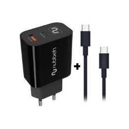 Cargador NUBBEH Bhoot 30W + Cable USB-C 18W 1.5m Negro