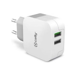 Cargador de Pared CELLY 2xUSB-A Blanco (TC2USBTURBO)