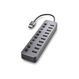 Hub NGS 10xUSB 3.0 con Interruptores Gris (IHUB10)