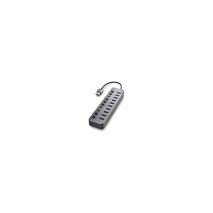Hub NGS 10xUSB 3.0 con Interruptores Gris (IHUB10)