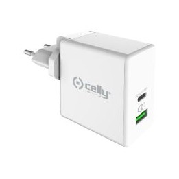 Cargador Pared CELLY 45W 1xUSB-C 1xUSB-A (TCUSBC45WWH)