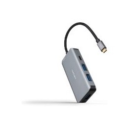 Hub Nanocable 3xUSB-A 1xUSB-C 1xDP Gris (10.16.1005)