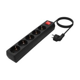 Regleta AISENS 5xSchuko Interruptor Negra (A154-0652)