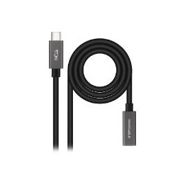 Nanocable USB-C/M a USB-C/H 0.5m Negro (10.01.4400)