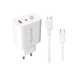 Cargador NUBBEH Bhoot 30W + Cable USB-A/C 1.5m Blanco