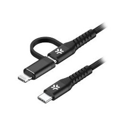 Cable CELLY USB-C a USB-C/Lightning 100W (USBC2IN1BK)