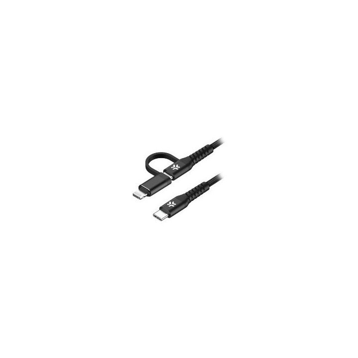 Cable CELLY USB-C a USB-C/Lightning 100W (USBC2IN1BK)