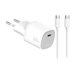Cargador CELLY USB-C 25W + Cable (UPTC1USBC25WCTC)