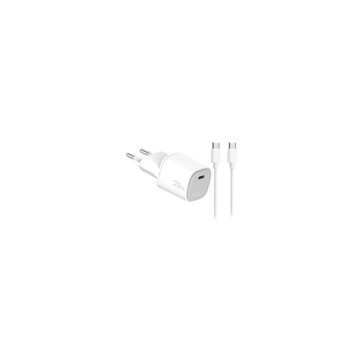 Cargador CELLY USB-C 25W + Cable (UPTC1USBC25WCTC)