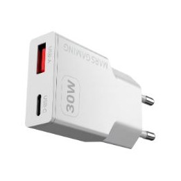 Cargador Pared Mars Gaming 30W USB-A/C Blanco(MDGAN30W)