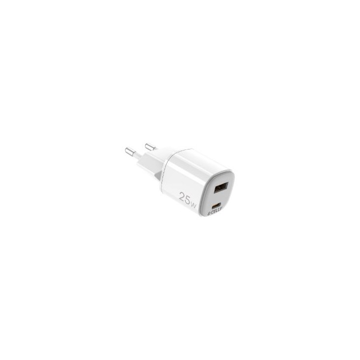 Cargador CELLY USB-A USB-C 25W Blanco (UPTC1USB1USBC25)